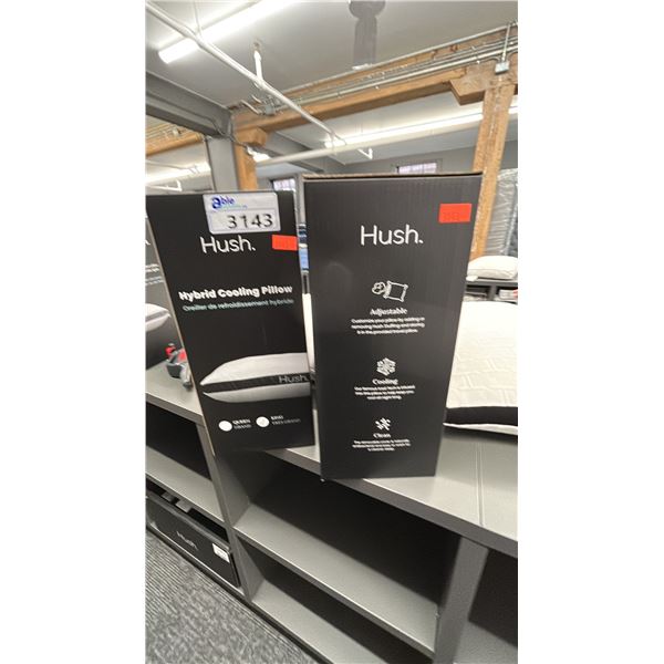 PAIR OF KING SIZE HUSH HYBRID COOLING PILLOWS ADJUSTABLE STUFFING.