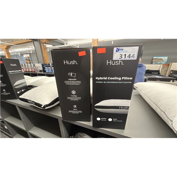 PAIR OF HUSH KING SIZE HYBRID COOLING PILLOWS ADJUSTABLE STUFFING.