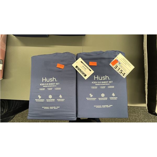 2 SETS OF HUSH KING SIZE ICE SHEET SETS W/ PILLOW CASES, NAVY. RETAIL $560