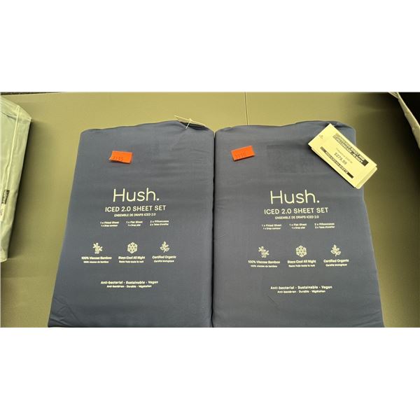 2 SETS OF HUSH KING SIZE ICE SHEET SETS W/ PILLOW CASES, NAVY. RETAIL $560