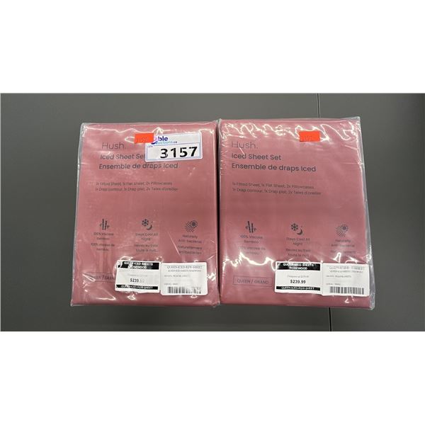 PAIR OF HUSH QUEEN SIZE SHEET SETS, ROSEWOOD. RETAIL $560