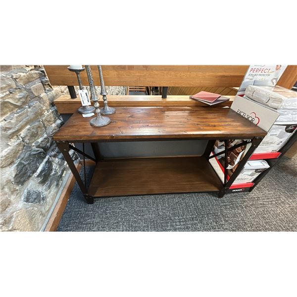 MAGNUSSEN FURNITURE RECTANGULAR SOFA TABLE. 50" W/3 CANDLES.