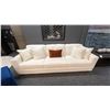 Image 1 : DECORREST WHITE PLUSH SOFA. 8'7" LONG. BLUE OTTOMAN. W/CUSHIONS AS IN PHOTO. RETAIL $3,700