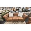 Image 1 : DECORREST SOFA SET. 87" SOFA. 57" LOVESEAT. SEASONED LEATHER. W/CUSHIONS AS IN PHOTO. RETAIL $9,000.