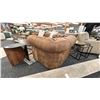 Image 3 : DECORREST SOFA SET. 87" SOFA. 57" LOVESEAT. SEASONED LEATHER. W/CUSHIONS AS IN PHOTO. RETAIL $9,000.