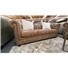 Image 4 : DECORREST SOFA SET. 87" SOFA. 57" LOVESEAT. SEASONED LEATHER. W/CUSHIONS AS IN PHOTO. RETAIL $9,000.