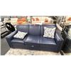 Image 1 : DECORREST LEATHER SOFA 82". NAVY BLUE RETAIL $3,300.