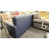 Image 3 : DECORREST LEATHER SOFA 82". NAVY BLUE RETAIL $3,300.
