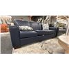 Image 4 : DECORREST LEATHER SOFA 82". NAVY BLUE RETAIL $3,300.