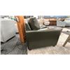 Image 2 : DECORREST NATURAL GRAIN LEATHER W/TWO TONE COLOUR EFFECT SOFA. 86" LONG.