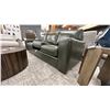 Image 3 : DECORREST NATURAL GRAIN LEATHER W/TWO TONE COLOUR EFFECT SOFA. 86" LONG.