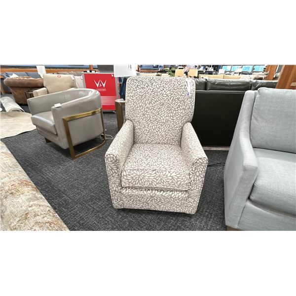 DECORREST UPHOLSTERED ROCKER SWIVEL CHAIR.