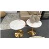 Image 1 : DECORREST PAIR OF MARBLE TOP TABLES W/BRASS BASE AND DECOR VASES AS IN PHOTO