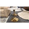 Image 2 : DECORREST PAIR OF MARBLE TOP TABLES W/BRASS BASE AND DECOR VASES AS IN PHOTO