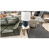 Image 1 : ASHLEY FURNITURE GAVRILLEY SIDE END TABLE W/BLUE CERAMIC TABLE LAMP.