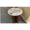 Image 1 : ASHLEY FURNITURE GRANITE TOP ACCENT TABLE. 18" DIAMETER.
