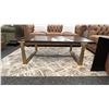 Image 2 : ASHLEY FURNITURE BALINTMORE RECTANGULAR COFFEE TABLE 55" X 31" WOOD TOP W/ AGED BRASS LEGS.