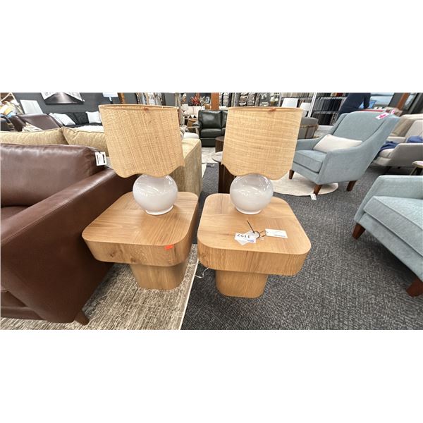SURYA ARQUETTE END TABLES. W/ PAIR OF TABLE LAMPS. RETAIL $3,700.