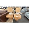 Image 1 : SURYA ARQUETTE END TABLES. W/ PAIR OF TABLE LAMPS. RETAIL $3,700.
