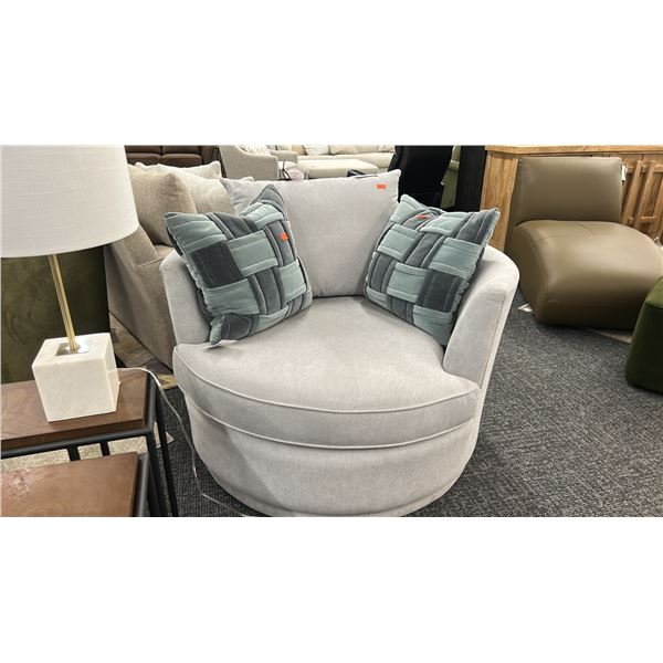 DECORREST 46" SWIVEL CHAIR W/ CUSHIONS. RETAIL $2,800.