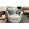Image 1 : DECORREST 46" SWIVEL CHAIR W/ CUSHIONS. RETAIL $2,800.