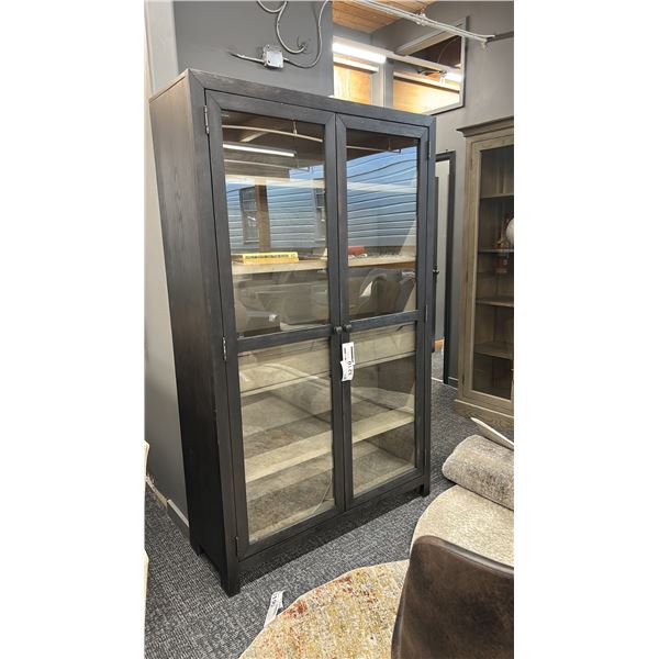 ASHLEY FURNITURE BOOKCASE. 47" WIDE X 76" HIGH. GLASS DOORS. RETAIL $2,000.