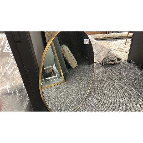 36" ROUND MIRROR. BRASS FRAME.