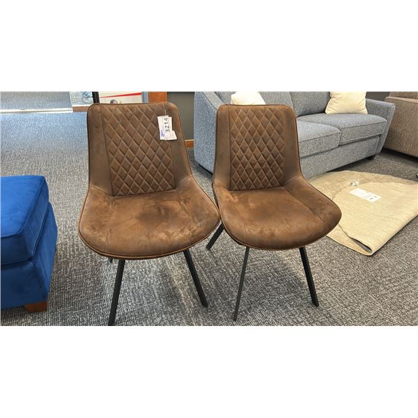 PAIR OF GROUPE CORCARON SUEDE CHAIRS.