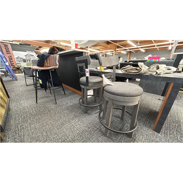 PAIR OF ASHLEY FURNITURE CAICBROOK SWIVEL BAR STOOLS.