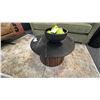 Image 1 : GRANITE TOP COFFEE TABLE 26" ROUND. 15" HIGH. W/ CERAMIC BOWL W/ ARTIFICIAL APPLES.