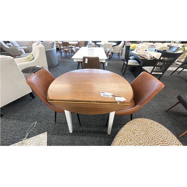 ASHLEY FURNITURE GESTHAVEN ROUND DROP LEAF TABLE W/ 2 CHAIRS.