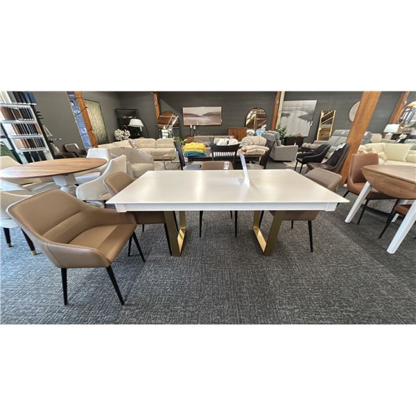 BERMEX DINING TABLE 72" X 38" W/ 4 FAUX LEATHER CHAIRS. RETAIL $10,000.