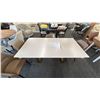 Image 2 : BERMEX DINING TABLE 72" X 38" W/ 4 FAUX LEATHER CHAIRS. RETAIL $10,000.