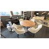 Image 1 : BERMEX 48" DIAMETER HARDWOOD TABLE PEDESTAL BASE. W/ ADELAIDE DINING CHAIRS. RETAIL $11,900.