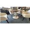 Image 2 : BERMEX 48" DIAMETER HARDWOOD TABLE PEDESTAL BASE. W/ ADELAIDE DINING CHAIRS. RETAIL $11,900.