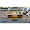 Image 2 : ASHLEY FURNITURE RENCOTT TV CONSOLE. 80" WIDE. W/ DECOR ITEM & 2 TABLE LAMPS. RETAIL $2,200.