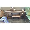Image 1 : MAGNUSSEN 64" WIDE RETRACTABLE SOFA TABLE OR SMALL DESK. W/ DECOR ITEMS AS IN PHOTOS.
