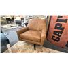 Image 1 : DECORREST SWIVEL LEATHER CHAIR. RETAIL $2,300.