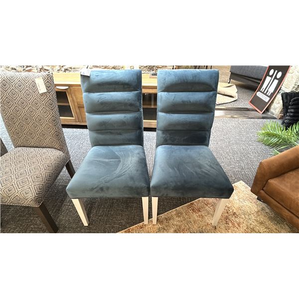 PAIR OF BERMEX BLUE SIDE CHAIRS.