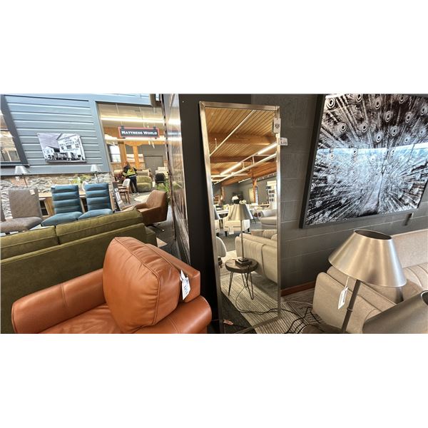 FLOOR MIRROR 24" X 72". PEWTER FRAME.