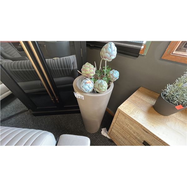 36". TALL CERAMIC POT W/ ARTIFICIAL PLANT