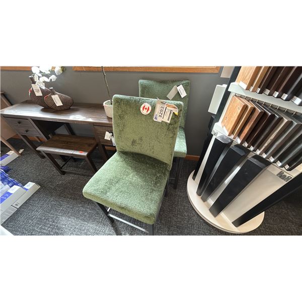 PAIR OF CRICA GREEN BAR STOOLS.
