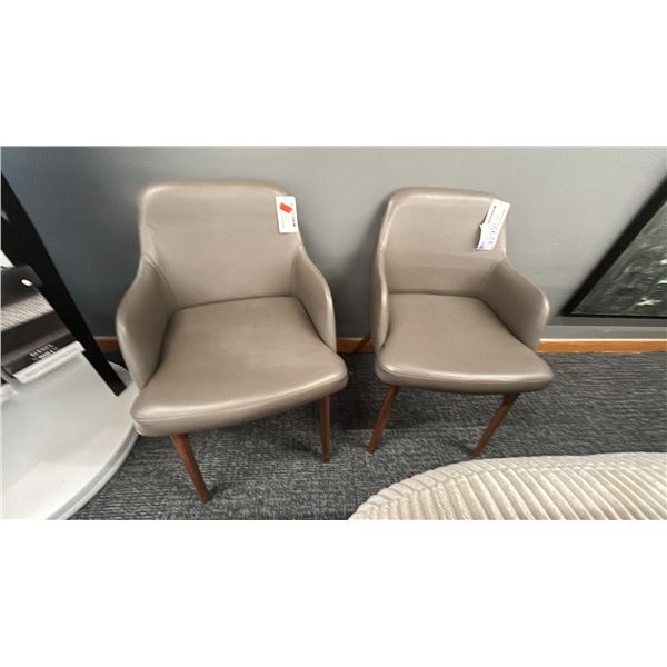 PAIR OF BERMEX LEATHER & WALNUT CHAIRS.