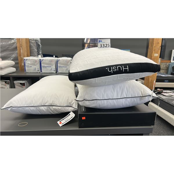 GROUP LOT OF 4 NEW AND DISPLAY KING PILLOWS. RETAIL +$800
