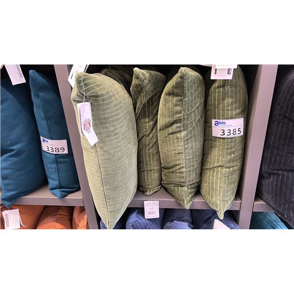 GROUP OF 4 GREEN CUSHIONS