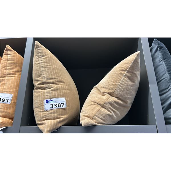 GROUP OF 2 COTTON VELVET CUSHIONS.