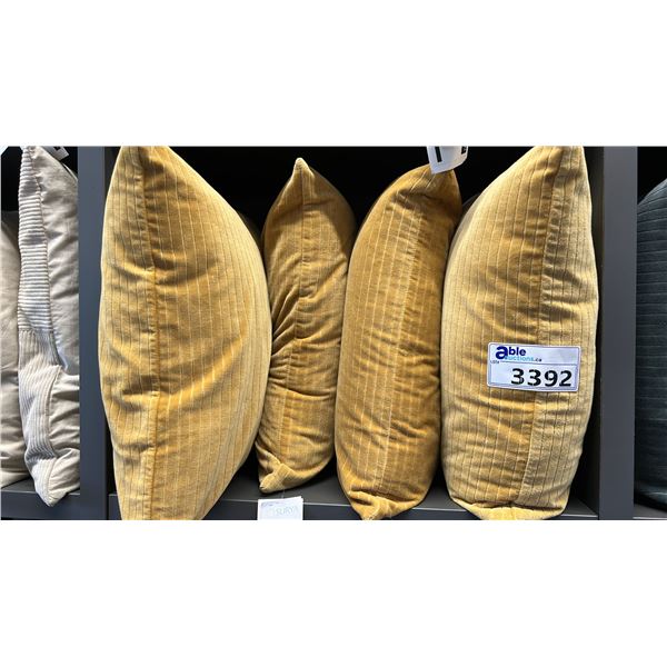 GROUP OF 4 MUSTARD CUSHIONS.