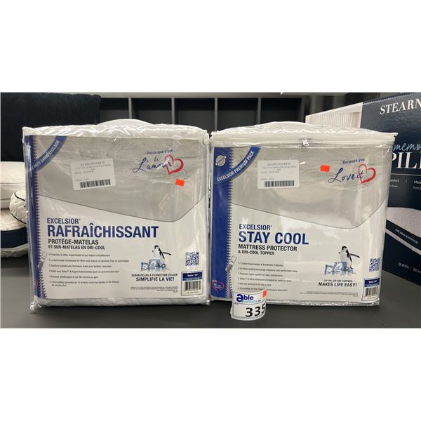 2 X EXCELSIOR MATRESS PROTECTORS AND TOPPERS. QUEEN