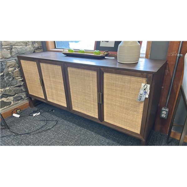 DECORREST 71" WIDE CREDENZA. HARDWOOD W/ BRONZE HARDWARE SOFT RETURN HINGES. RETAIL $2,600