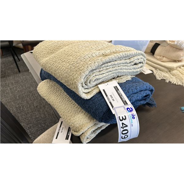 GROUP OF 3 THROW BLANKETS.